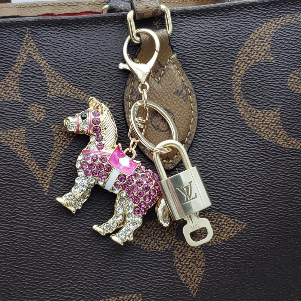 Authentic Louis Vuitton Lock & Key with Unbranded Horse Charm, Keychain - Picture 2 of 12